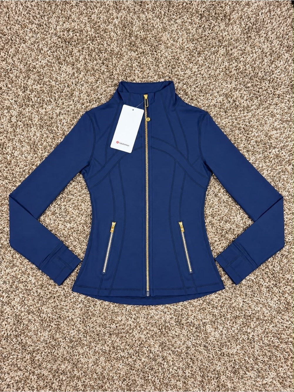 lululemon athletica Navy Full-Zip Sculpting Jacket with Gold Hardware